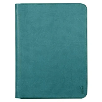 Image of RHODIA 168119C Rhodiarama Peacock Briefcase for Notepads and A4 or A4+ Notebooks Dimensions Closed 25.5x34 cm Pocket Tablet Premium Faux Leather
