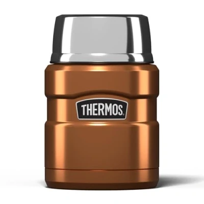 Image of Thermos Stainless King Food Flask, 470ml Capacity Sleek Multi Purpose Flask for Daily Prep Durable Steel with Classic Copper Finish Ideal On the Go Meals &amp; Drinks