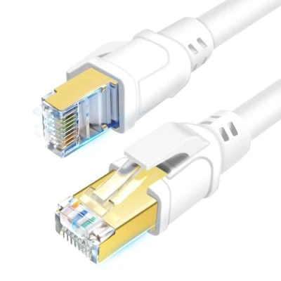 Image of DDMALL Cat8 Ethernet Cable 0.5m, High Speed Network Lan 40Gbps 2000MHz with Gold Plated RJ45 Connector for Router, Modem, Gaming (White, 0.5m)