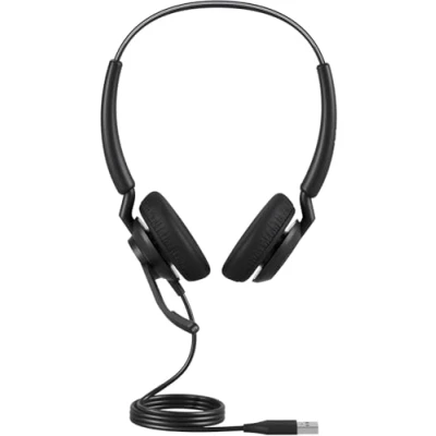Image of Jabra Engage 40 Wired Stereo Headset with Inline Call Control, Noise Cancelling 2 Mic Technology, and USB A Cable works all leading Unified communications platforms such as Zoom, Unify Black