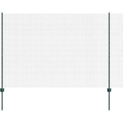 Image of vidaXL Welded Wire Fence with 5 U Posts Green 1.5x10 m Steel