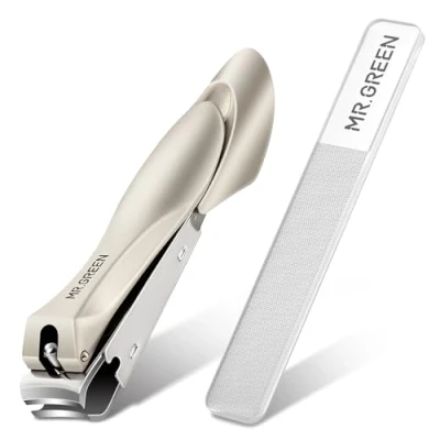Image of MR.GREEN Nail Clippers Stainless Steel Anti Splash Fingernail Cutter Manicure Tools Bionics Design Pedicure Scissor Trimmer (Nail Clipper (Large)+Nano Glass File)