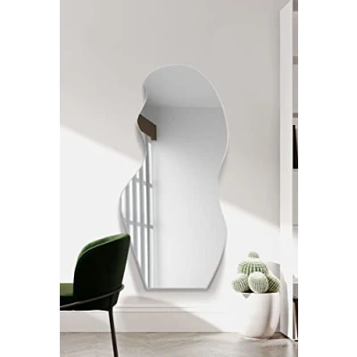 Image of MirrorOutlet The Lacuna Frameless Modern Full Length Pond Leaner/Wall Mirror 47&quot; X 20&quot; (120CM 50CM) Silver Glass with Black wooden Backing Polished Edging