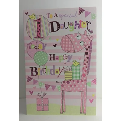 Image of To A Special Daughter 1st 1 Today Giraffe &amp; Presents Design Happy Birthday Card