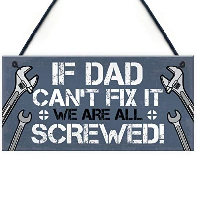 Image of RED OCEAN Dad Fix It Screwed Man Cave Garage Shed Plaque Funny Birthday Sign