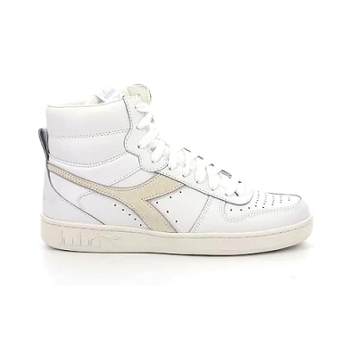 Image of Diadora Women&#039;s Magic Basket Mid Leather Wn Gymnastics Shoe, White Lilac Marble, 4 UK