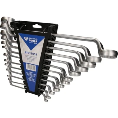 Image of BRILLIANT TOOLS Double Ring Spanner, Offset, Pieces, Chrome Vanadium Steel [Powered by Ks Tools], 12 TLG