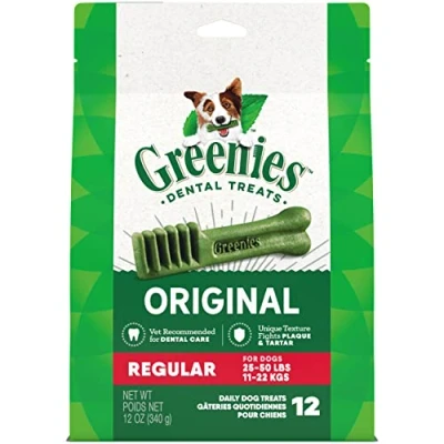 Image of Greenies Original Dental Chew Treats Regular Size 12 Count Pack of 4