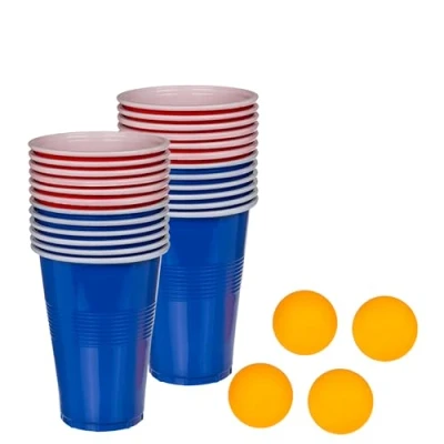 Image of Lizzy 14pc x 2 Beer Pong Game Set Balls, 6 Red Cups and Blue Drinking for Stag &amp; Hen Parties, Christmas Holidays