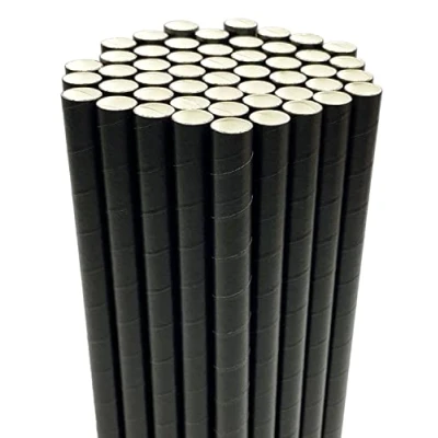 Image of Bubble Tea Straws Milkshakes Smoothie Jumbo Slushie Drinking Paper Disposable Extra Wide 12mm Thick Straw for Shower Art Celebration Festival Party Supplies, Black 50 Pack