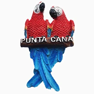 Image of 3D Macaw of Punta Cana Dominican souvenir Fridge Magnet, Home &amp; Kitchen Decoration magnetic sticker, refrigerator magnet travel gift