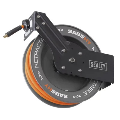 Image of Sealey 20m Retractable High Visibility Hybrid Air Hose with Steel Reel 10mm ID