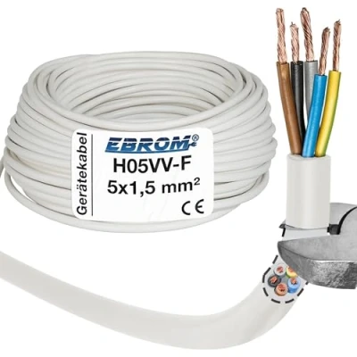Image of Hose Cable H05VV F 5G1.5 mm² 5 x 1.5 White 10 m, 25 50 m or 100
