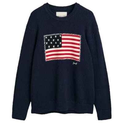 Image of GANT FLAG Intarsia Unisex Jumper, Size: XL, Evening blue