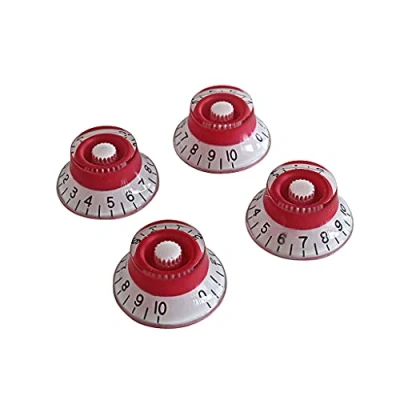 Image of Alnicov Guitar Top Hat Speed Control Knobs Volume Tone for LP Electric Set of 4,Red and White