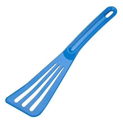 Image of Mercer Culinary M35110BL Hell&#039;s Tools Hi Heat 12 x 3.5 Inch Slotted Spatula, Blue, Nylon
