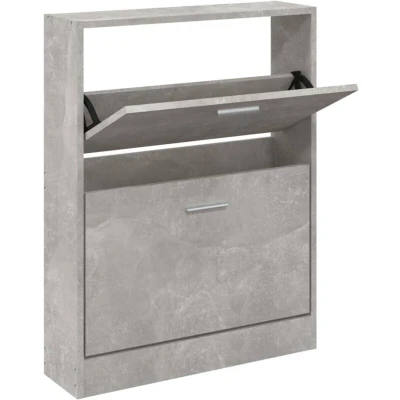 Image of vidaXL Shoe Cabinet Concrete Grey 59x17x81 cm Engineered Wood