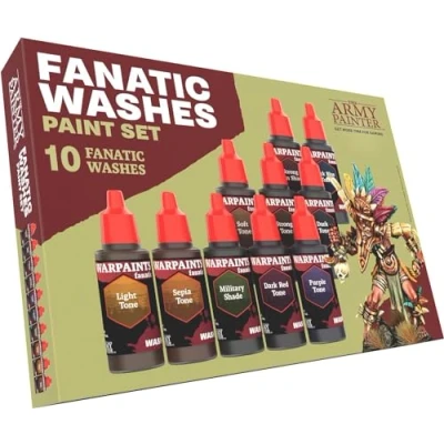 Image of The Army Painter, Warpaints Fanatic Washes Paint Set, 10 x 18 ml Acrylic Model and Shades for Miniature Models, Warhammer &amp; Dnd miniatures