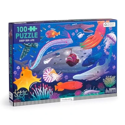 Image of Mudpuppy Deep Sea 100 Piece Jigsaw Puzzle With Colorful And Fun Illustrations of Ocean Creatures For Children Ages 5 Up