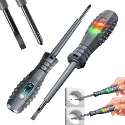 Image of 2 in 1 High Torque Strong Magnetic Screwdriver Electricity Detector, Phillips and Slotted Tips, Pack