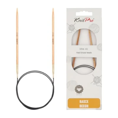 Image of KnitPro Basix Birch Fixed Circular Knitting Needles, 150cm, Birchwood, Natural, 3.25mm