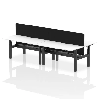 Image of Air B2B 1600x800 Adjustable 4P Bench Desk Scallop White/Black + Screen