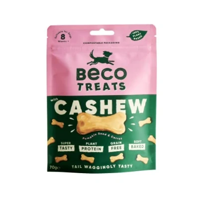 Image of Beco Dog Treats 70g x 10 Packs, Cashew With Pumpkin Seed and Coconut, High Protein, Low Calorie, Plant Based