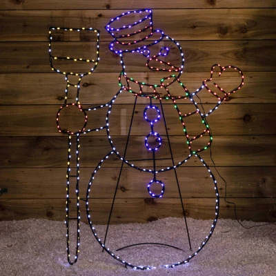 Image of 1m x 78cm Light up Standing Christmas Snowman with 390 Multi Coloured LEDs