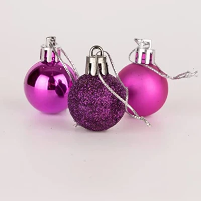 Image of 30mm/24Pcs Christmas Baubles Shatterproof Purple, Tree Decorations Ball Ornaments Balls Xmas Hanging Holiday Decor Shiny,Matte,Glitter