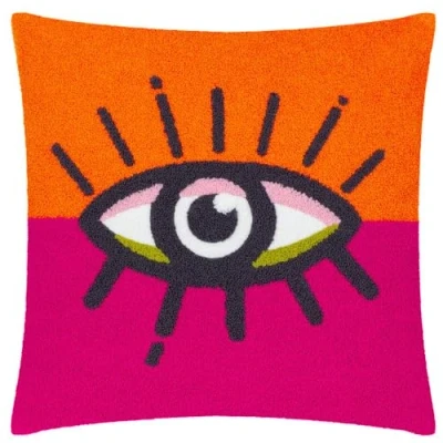 Image of Heya Home All Eyes On You Boucle Cushion Cover Orange Size 45 cm x