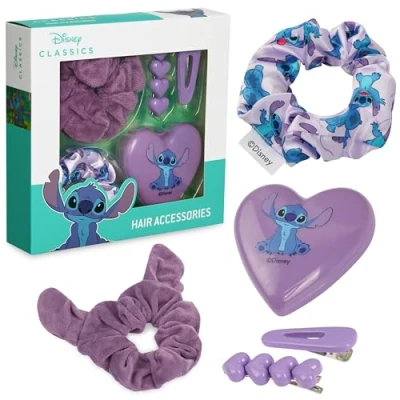Image of Disney Stitch Hair Clips and Accessories Set Scrunchie Brush Gifts