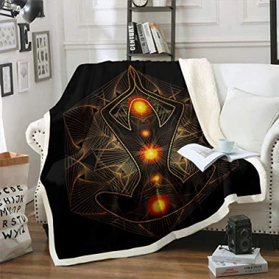 Image of Loussiesd Chakra Sports Sherpa Blanket Boho Mandala Theme Throw Bohemian Style Fleece for Couch Bed Sofa Bedroom Decor Zen Spiritual Fuzzy Baby 30&quot;x40&quot;