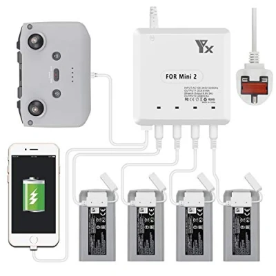Image of DJFEI Mavic Mini 4K/Mini 2/Mini SE Multi Battery Charger Station, 6 in 1 Parallel Smart Charging Hub, 4 Charge Ports, 2 USB Ports for DJI Accessories