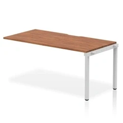 Image of Evolve Single Ext Kit Silver Frame Bench Desk 1600 Walnut BE327