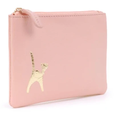 Image of Catwalk Collection Handbags Ladies Small Leather Coin Purse Zip Pouch with Credit Card and Pocket RFID Gift Boxed Mimi Pink Gold