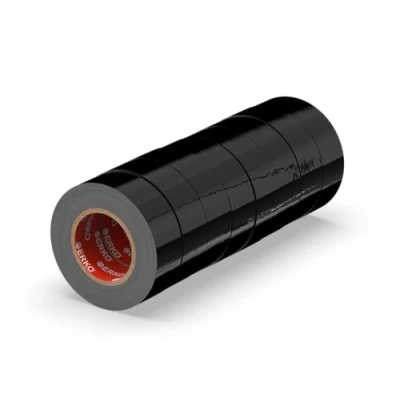 Image of ERKO electrical insulation tape Black 19mm x 20m 8 pack for wires, High flexibility, adhesive strength tape, sealing Strong PVC