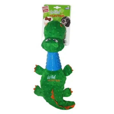Image of GiGwi Plush Squeaky Dog Toy Soft Crocodile Stuffed Chew with Squeaker and Crunchy TPR Neck