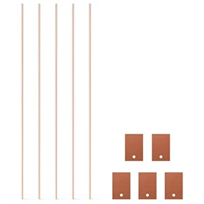 Image of stonylab 5 Pack Copper Plate, 99.99% 1 * 10 15 mm Anode Flat Metal Foil Electrode with Wire for Cell Lab Research
