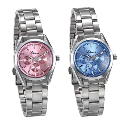 Image of JewelryWe Womens Watches 3 Eyes Round Quartz Watch Silver Tone Stainless Steel Watchband Wrist