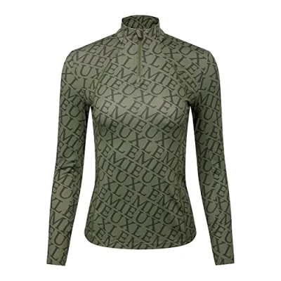Image of LeMieux Women’s Fleur Base Layer Top Long Sleeve Athletic Thermal Shirts Equestrian Apparel &amp; Gear for Horseback Riding (Moss Print UK14)