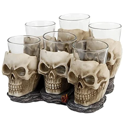 Image of Nemesis Now Six Shooter Skulls (Set of Six) Shot Glasses 14cm Ivory