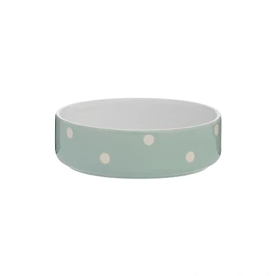 Image of Mason Cash Polka Dot Sage Green Stoneware Pet Bowl, 13 cm