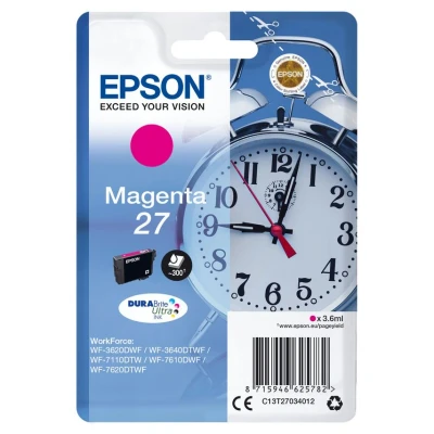 Image of Epson 27 Magenta Alarm Clock Genuine, DuraBrite Ultra Ink Cartridge, Standard Capacity