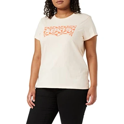 Image of Levi&#039;s Women&#039;s The Perfect Tee Pattern Batwing Logo T Shirt, Peach, XS