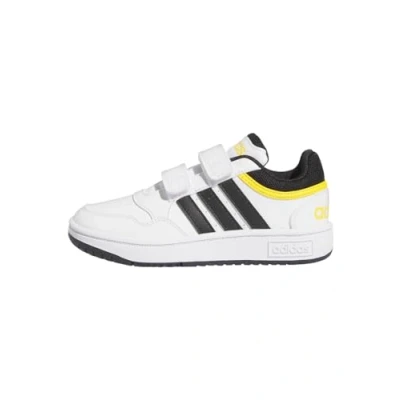 Image of adidas Unisex Hoops Lifestyle Basketball Hook and Loop Shoes Sneakers, Cloud White/Core Black/Bold Gold, 11.5 UK