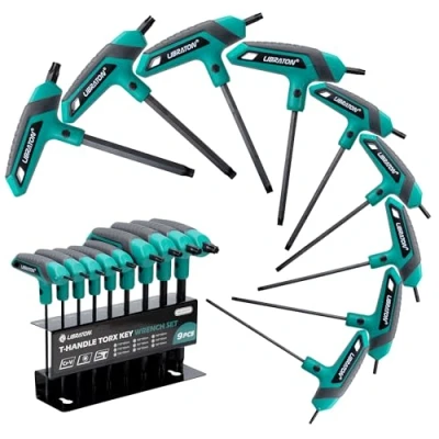 Image of LIBRATON T Handle Torx Wrench Set, T10 T50 Star with Handle, Two tip Design, Suitable for Screws, Set DIY, Auto Bike Repair Tool, 9PCS Storage Rack