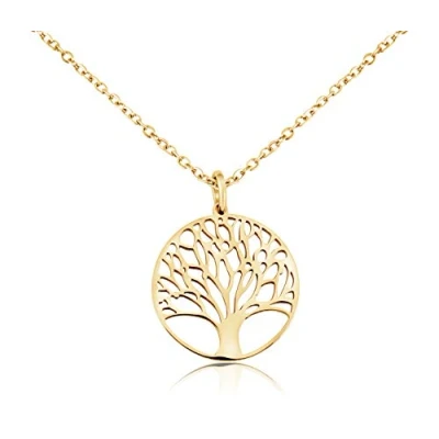 Image of Nuoli® Tree of Life Necklace Women&#039;s (45 + 5 cm Adjustable) with Pendant for Women and Girls, Stainless Steel gold