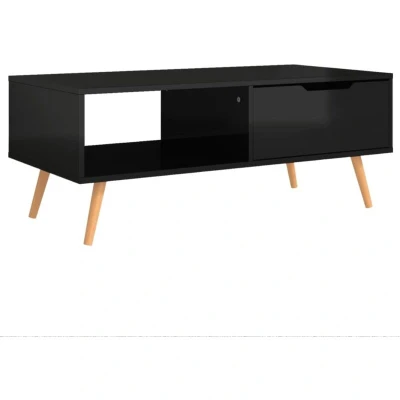 Image of vidaXL Coffee Table High Gloss Black 100x49.5x43 cm Engineered Wood