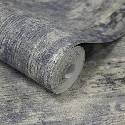 Image of Grandeco Vincenzo Distressed Luxury Italian Plaster Blue Wallpaper