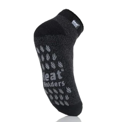 Image of HEAT HOLDERS Mens Thermal Winter warm Non Slip Ankle Slipper Socks UK Size 6 11 (Black/Charcoal Twist)
